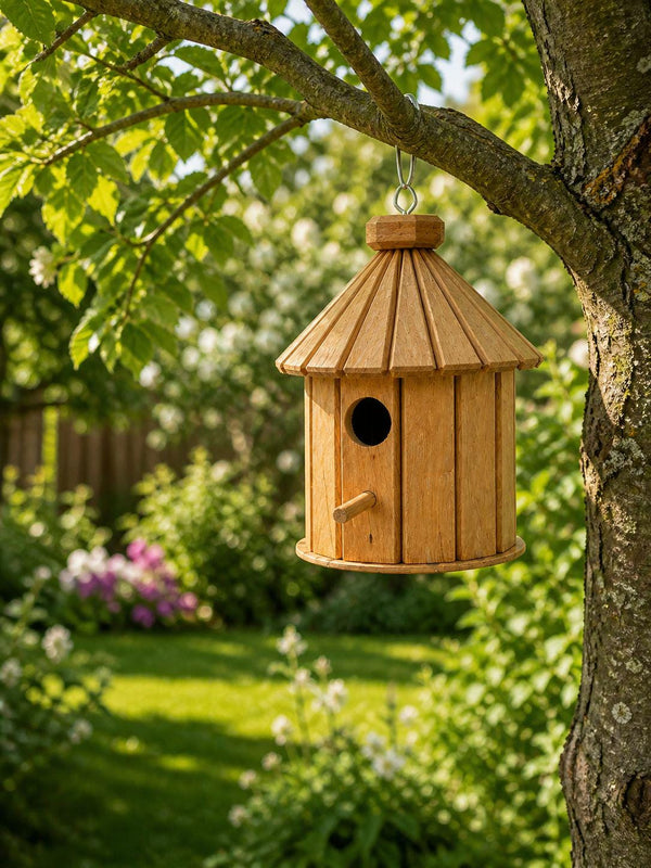 Căsuță Rotundă din Trunchi de Lemn pentru Păsări – Cuib Natural Suspendat - Detaliu 4