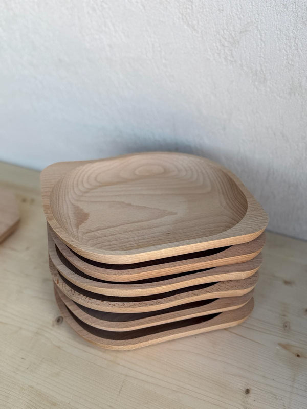 Set 10 Piese Platouri & Farfurii Suprapuse din Lemn Masiv – Servire Aperitive Tapas - Detaliu 3