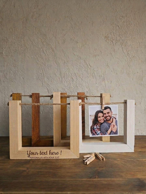 Ramă Foto Personalizată din Lemn Masiv – Cadou Cuplu & Aniversare Nuntă