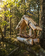 Hranitoare & Căsuță Păsări din Lemn de Mesteacăn Natural (2 Dimensiuni Disponibile) - Detaliu 5