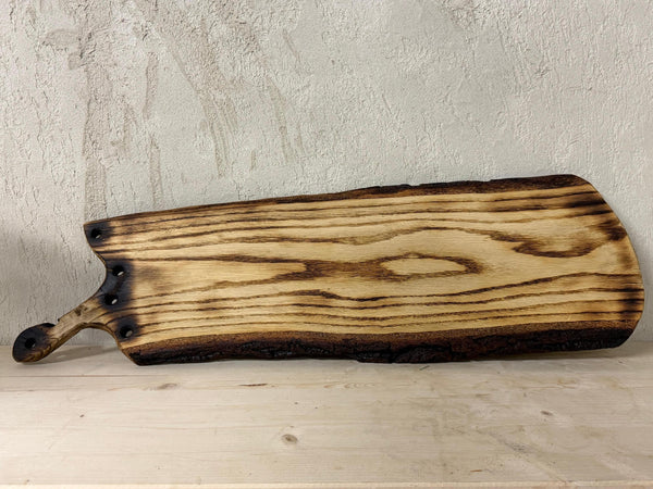 Platou Extra Lung din Stejar Tratat Shou Sugi Ban – Design Wabi-Sabi Japonez / Rustic