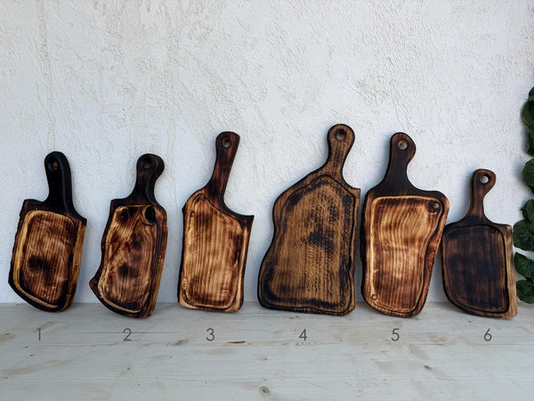 Tocător Friptură din Lemn Tratat Termic (Burnt Wood) cu Șanț de Scurgere