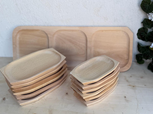 Set 13 Piese Servire Gourmet din Lemn Masiv – Platou Mare & 12 Farfurii Mici Tapas - Detaliu 3