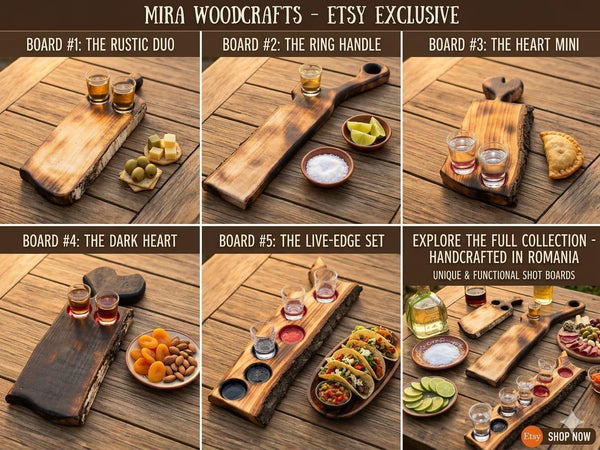Platou Servire Shoturi & Degustare Whiskey din Lemn Ars Live Edge – Bar & Man Cave